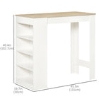 HOMCOM Bar Table with 4 Storage Shelves - Natural Wood-Constructed from particleboard for easy cleaning