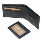 Club Rochelier Men's Billfold Wallet with Removable Card Holder - Black/Navy Combo-2 Slot pockets