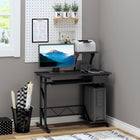 HOMCOM 35.4" Computer Desk with Keyboard Tray - Black-Adjustable tabletop shelf for music player or other sound system