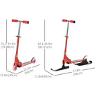 Qaba Kids 2-in-1 Snow Scooter and Sled - Red-Height adjustable handle bar with soft grip to well fit different size of users 