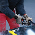 SHOWA S-TEX Microporous Embossed Nitrile A5 Cut Resistant Poly Glove - Knit HPPE/Stainless Steel Liner - Black/Grey - X-Large -Black coating on grey liner