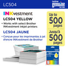 Brother Genuine LC504YS Ink Cartridge - Standard Yield - Yellow -Brother Genuine LC504YS Standard Yield Yellow Ink Cartridges deliver consistent, reliable performance