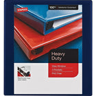 Staples Heavy-Duty View Binder with D-Rings - 1" - Blue-Back-mounted rings allow pages to lie flat