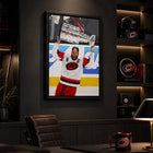 Frameworth Jordan Staal 20" H x 29" W Framed Canvas Carolina Hurricanes 2026 Stanley Cup Champions Framed Canvas - Officially Licensed NHL/NHLPA-Finished size 22.5" x 31.5": Vertical framed display sized for living rooms, offices, fan caves, and sports rooms