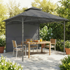 Outsunny 10 ft W x 10 ft L Patio Gazebo - Double Roof Outdoor Gazebo - Dark Grey-Roof drainage holes prevent water pooling