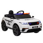 Qaba 12V Electric Police Car for Kids with Remote Control - White-Dual motos, remote control allows three adjustable speed for safe driving 