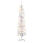 HOMCOM 6' Pre-Lit Pencil Artificial Christmas Tree with 395 Branches - Green-6 ft. tall, lush pencil tree 