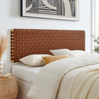 Modway Sparta Weave Wall-Mount Vegan Leather King Headboard - Natural Brown-Wood Frame