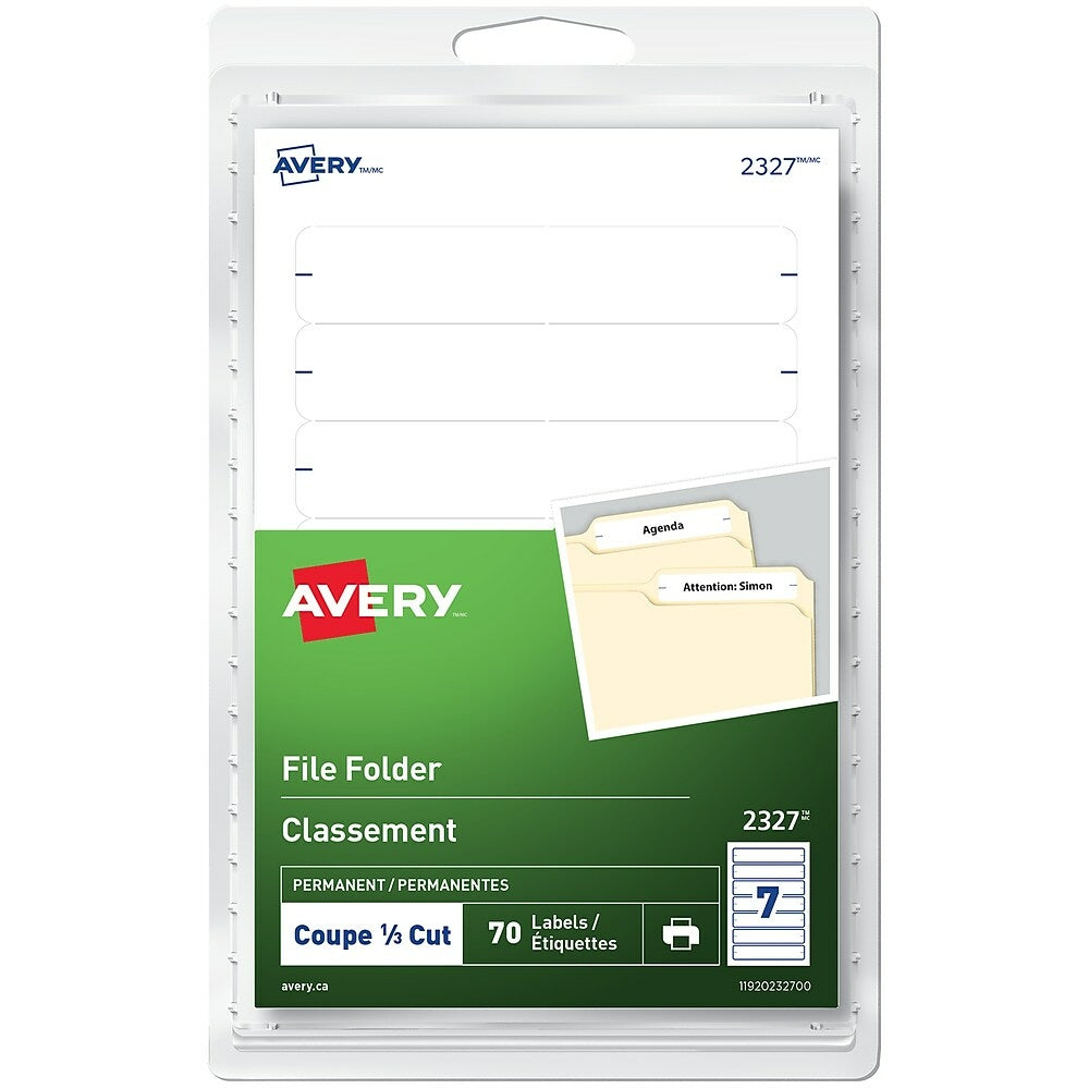 Avery Permanent File Folder Labels, 3-1/2