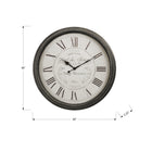 Monarch Specialties Clocks 30" Round Oversized Wall Clock - Brown -Analog quartz movement for accurate timekeeping, non-ticking mechanism for quiet environments