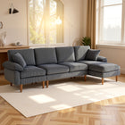 HOMCOM Sectional Sofa with Chaise Lounge - Dark Grey-Chaise lounge can be placed on either the right or left side to accommodate the room's layout