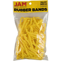 JAM Paper Durable Rubber Bands - Size 64 - Yellow - 100 Pack-Colour: Yellow | Colourful Elastic Rubberbands