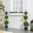 HOMCOM 45.3 InchDecorative Artificial Boxwood Plants in Pots - Green - 2 Pack-UV-protected, suitable for both indoor and outdoor use 