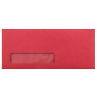JAM Paper #10 Window Envelopes, 4 1/8 x 9 1/2, Red Brite Hue Recycled, 1000 Pack-Red Paper Envelopes