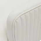 Manhattan Comfort Raya 25.2" Modern Leatherette Upholstered Dining Armchair - Cream - Set of 2-Floating Style Chair with Beautiful Vertical Ribbed Back Stitching on Geometrical Gold Base with Unique Floating Round Details Gold Connecting Balls