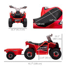 Aosom 6V Kids Electric Ride-On ATV with Trailer - Red-Safe speed at 1.6 mph(2.5 km/h). Enjoy 50 min riding after fully charged 
