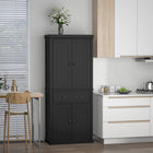 HOMCOM 72" H Tall Kitchen Pantry Cabinet with Drawer - Black-Three adjustable shelves with a 1.25" gap for flexible storage 