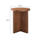 Modway Silas Round Wood Side Table - Walnut-Mango Wood and Veneer