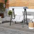 Outsunny 2 Seater Covered Outdoor Swing Chair with Removable Cushion Tilt Canopy - Grey-Corrosion-resistant powder-coated steel frame for extra stability
