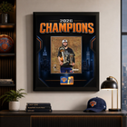 Frameworth New York Knicks 2026 Champions: Jalen Brunson Trophies PhotoGlass Framed Photo - 18" W x 22" H - Black-Photoglass graphics with licensed photo: An officially licensed 8x10 photograph is separately mounted and the surrounding artwork is printed in ultra high definition directly onto glass for vivid colour, deep blacks, and luminous depth
