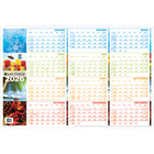 Day-Timer 2026 Flexible Erasable Seasonal Horizontal Wall Planner - 23-7/8" H x 36" W - Multicolour - Bilingual-12 months: January 2026 - December 2026