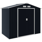 Outsunny Garden Storage Shed with Foundation Kit and Double Doors Dark - 7' x 4' - Grey-Ample storage space for garden tools, lawn care equipment, supplies and more 