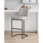 Manhattan Comfort Serena 17.71" Modern Leatherette Upholstered Barstool - Light Grey-Frame Made of Metal with Matte Black Finish