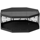 PawHut 8-Panel Foldable Dog Playpen with Bottom Pad & Top Cover - 24" L-Waterproof bottom fabric prevents moisture and ensures dry comfort