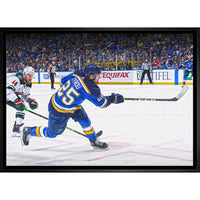 Jordan Kyrou St. Louis Blues Shooting - Framed Canvas - 31" x 22"-Premium canvas print with gallery-wrapped edges