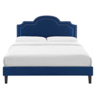 Modway Aviana Performance Velvet King Bed - Navy-Tapered Black Wood Legs