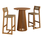 Modway Reed 3-Piece Outdoor Teak Wood Bar Set - Natural-3-Piece Teak Wood Patio Bar Set