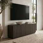 Hudson&Canal Marion Rectangular Fluted TV Stand for TV's up to 75" - Brown Oak-Accomodates TVs up to 75" for your entertaining space