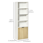 HOMCOM 6-Tier Tall Bookcase with Double Door Cabinet - Oak-Anti-toppling device ensures more stability and security 