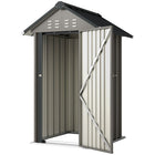 Outsunny Outdoor Storage Shed with Lockable Door - 4' x 4' - Light Grey-Compact size fits neatly on patios or flagstones with ease 
