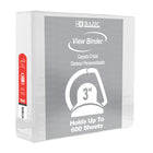 BAZIC Products 3" Slant D Ring View Binder with 2 Pockets - White - 3 Pack-Clear View Cover on front, back & side
