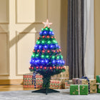 HOMCOM 3' Pre-lit Artificial Christmas Tree with LED and Optical Fiber - Green-Fiber optic and LED lighting built right into the tree provides a dazzlingly display 