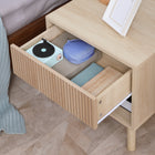 HOMCOM Modern Nightstand with Drawer and Open Shelf - Natural Wood-Colour: Natural Wood