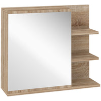 Kleankin 23.5 Inch Wall Mount Medicine Cabinet with Mirror - Natural Wood-A large mirror is convenient for your daily makeup