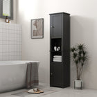HOMCOM Tall Bathroom Storage Cabinet with Adjustable Shelves - Black-Adjustable cabinet shelves for easy adjustment    