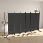 HOMCOM 6 Panel Freestanding Room Divider for Home Office - Charcoal Grey-Powder-coated metal frame for solidness
