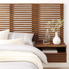 Modway Render 6-Piece Wall Mount Twin Headboard with Nightstands - Walnut-Wall-Mount Design