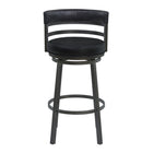 Armen Living Madrid 30" Bar Height Swivel Bar Stool in Ford Black Faux Leather & Mineral Finish-21" L x 20" W x 39" H