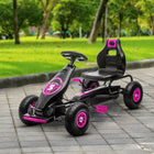 Aosom Kids Pedal Go Kart with Adjustable Seat and Shock Absorption - Pink-Steel frame and PP material 