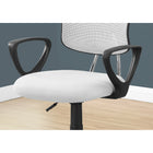 Monarch Specialties 7261 Multi-Position Office Chair - White Mesh -360-degree swivel seat and black 5-star base with hooded casters offer mobility, while an adjustable height mechanism with tilt-back/lock-in control allows the chair to be optimized for your child's size