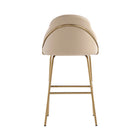 Manhattan Comfort Gracie 22" Modern Leatherette Upholstered Barstool - Tan and Gold-Minimal Assembly Required. Hardware Included