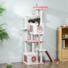 PawHut 65" Multi-Level Cat Tree Tower with Condos and Perch - White-Multiple sisal-wrapped posts meets scratching instincts, protecting your valuable home furniture 