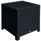 Outsunny Rattan Side Table with Glass Top - Black-Perfect for indoor or outdoor use as a side table 