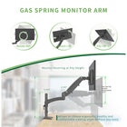 ShoppingAll Adjustable Single Gas Spring Monitor Desk Mount - Black-The VESA head can rotate 360-degrees, tilt -85-degrees to 90-degrees, and swivel 180-degrees giving you the flexible angle and position adjustment.