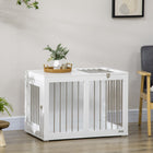 PawHut 31.5" L Dog Crate Furniture with Double Doors - White-Good ventilation and observation through the steel bars 