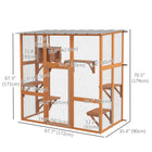 PawHut 70.5" H Outdoor Wooden Catio Cat House Enclosure - Orange-Covered with a PC board and built from solid fir wood to ensure stability 
